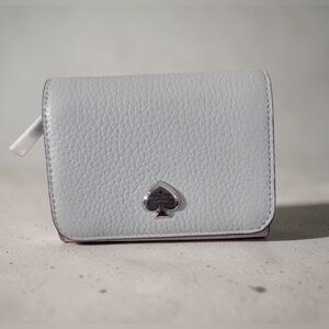 NWT Kate Spade Kayla Pebbled Leather Small Wallet-Gray